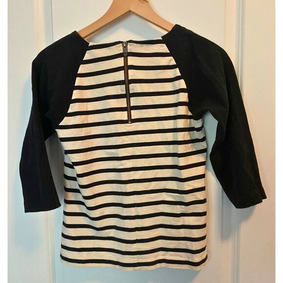 J.Crew Raglan Sailor Women's Top Navy Black and Cream Striped Size Small - Picture 5 of 7